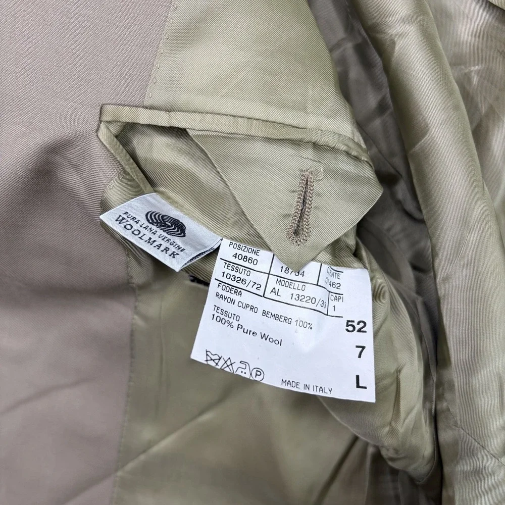 CANALI Beige Pure Wool 2-Pc Suit Mens Size 42L Slim 36x32 Made In Italy